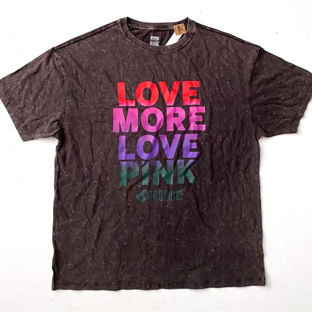 PINK Victoria's Secret Red and Gray Graphic Tee